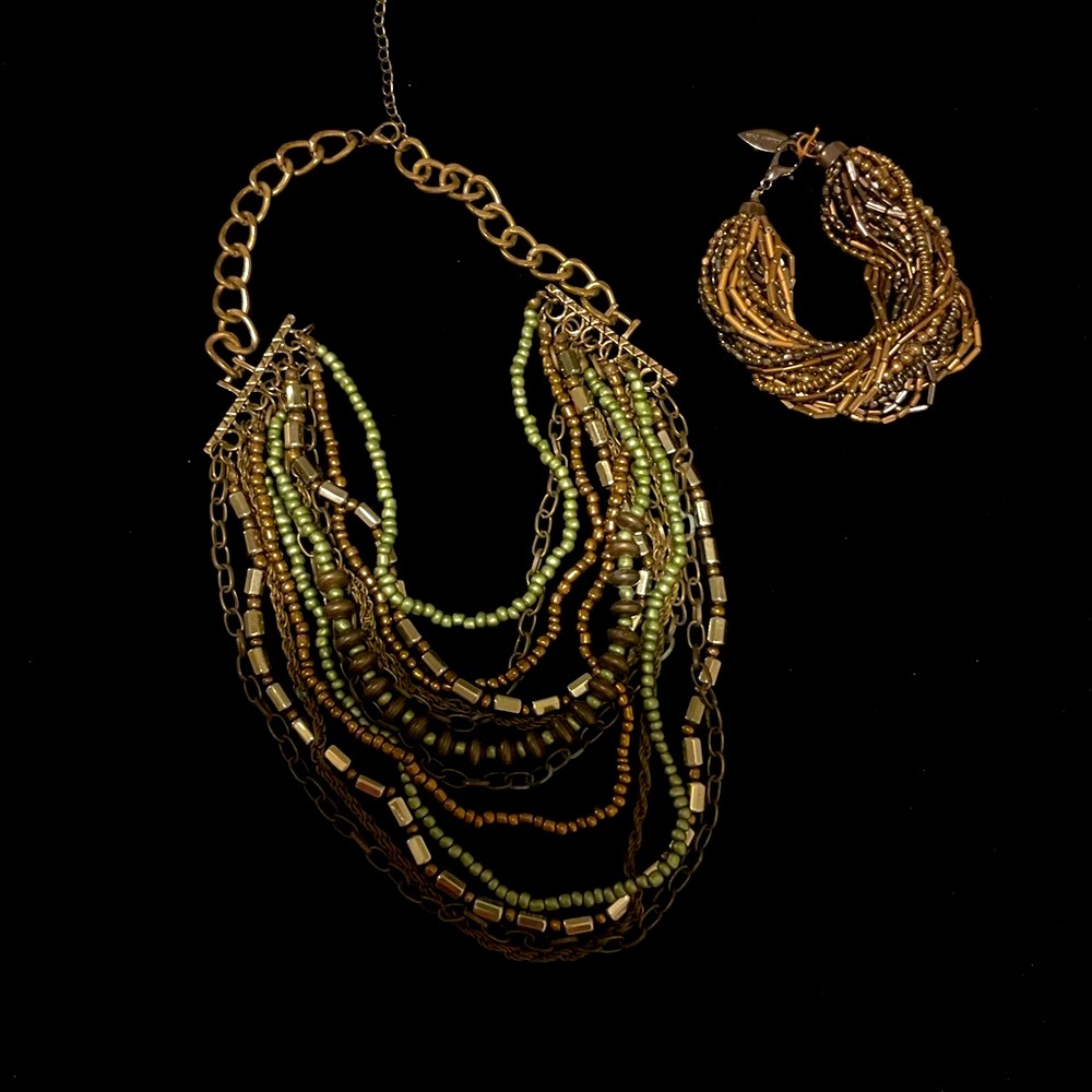 Necklace and bracelet beaded multi strand